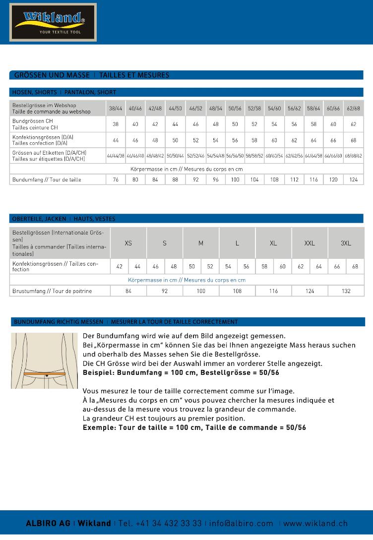 GRÖSSEN UND MASSE / TAILLES ET MESURES